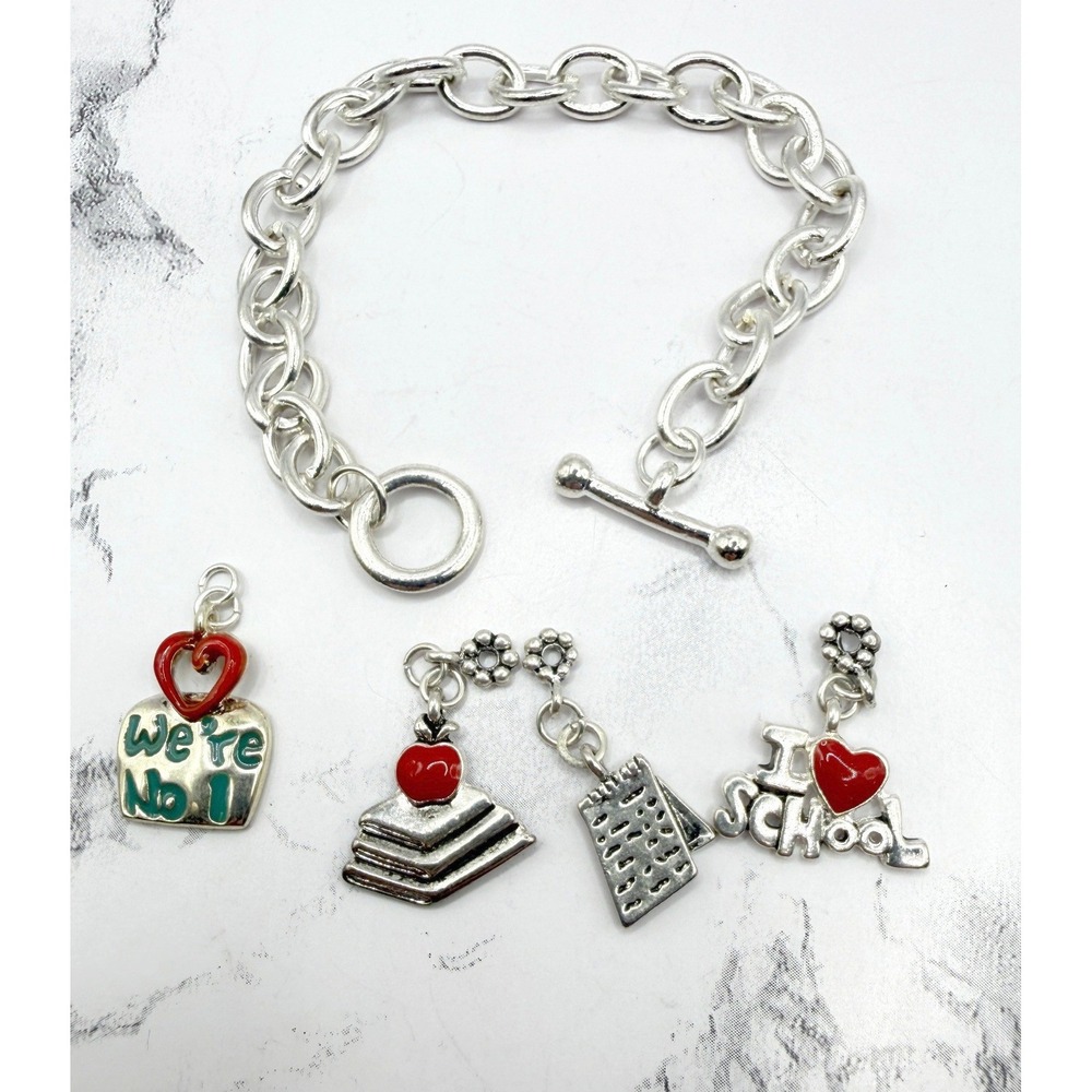 I Love School Charm Bracelet Books Apple Notebook, We're #1;  8"‎ Toggle DIY